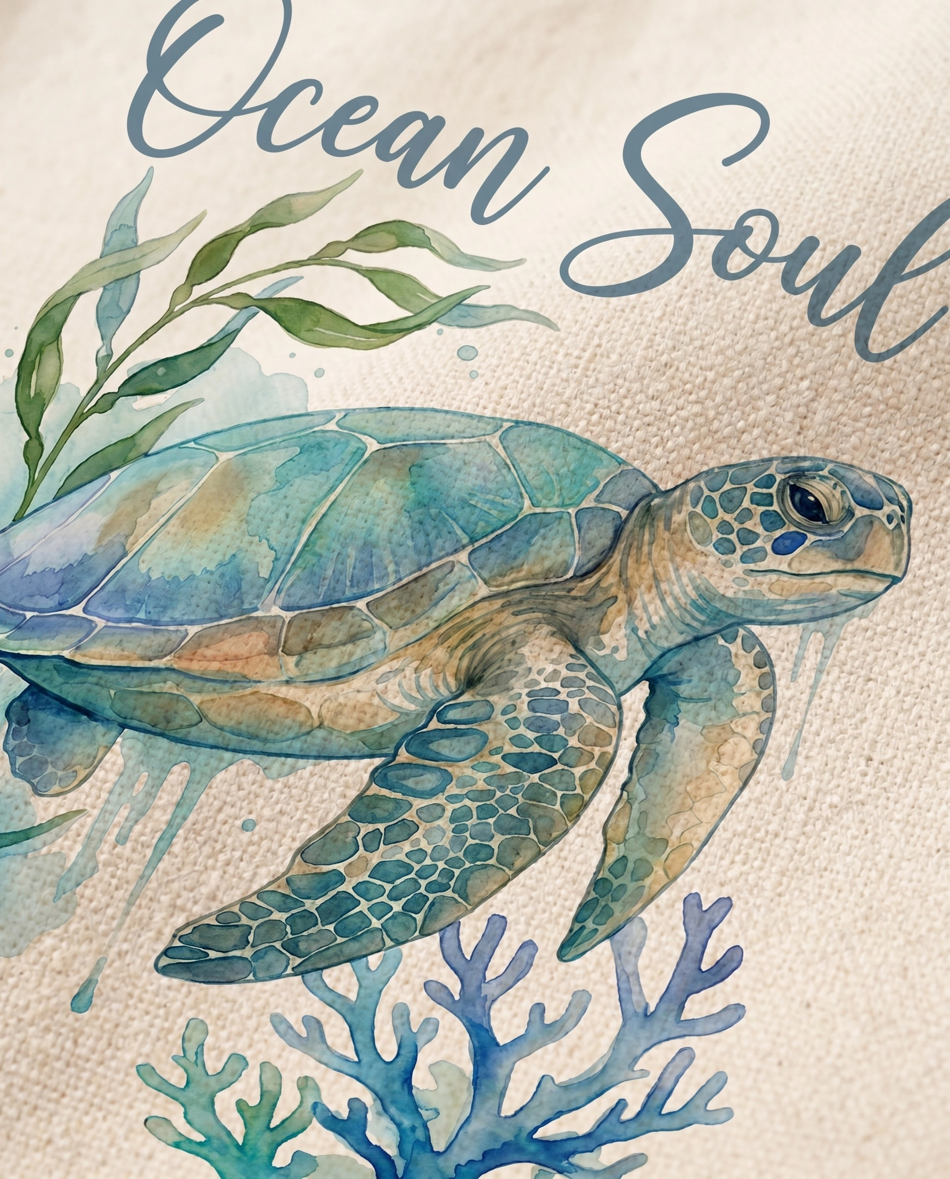 Close-up print detail of the Ocean Vibes tote bag